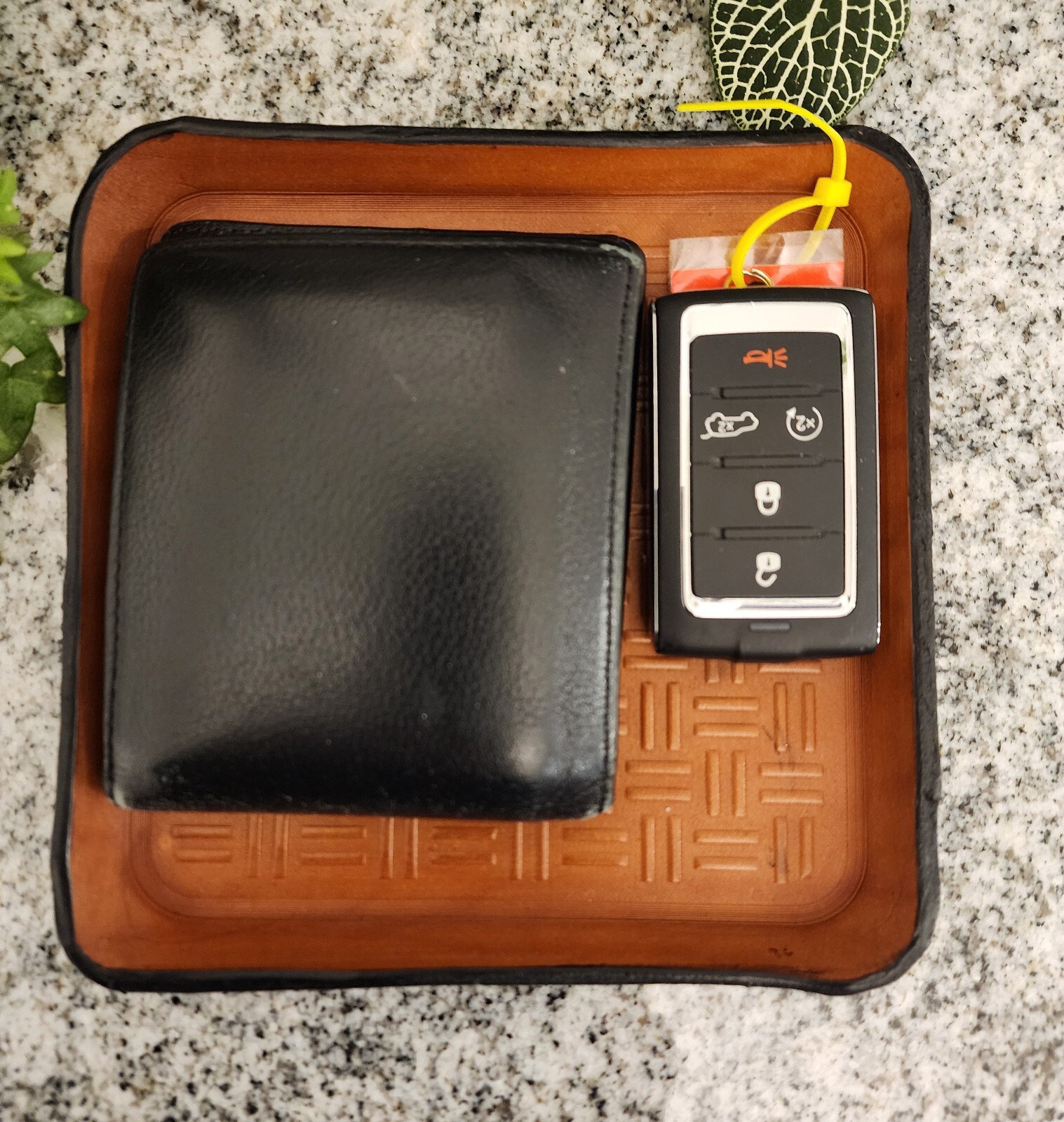 leather valet tray, embossed 8 oz tan leather catchall tray, organizer tray.