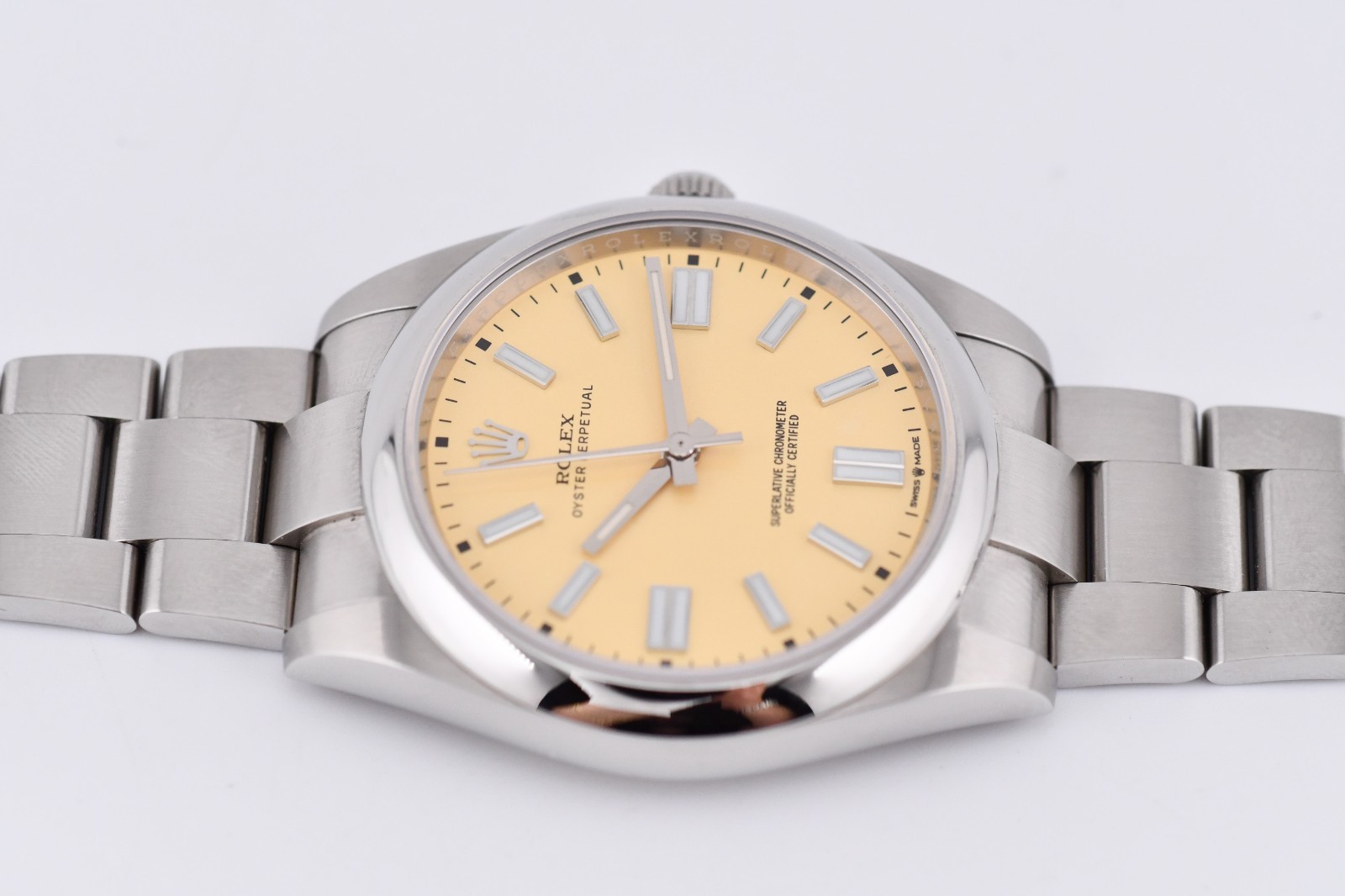 Rolex Oyster Perpetual 41mm Ref. 124300 Custom Beige Dial Box and Paper