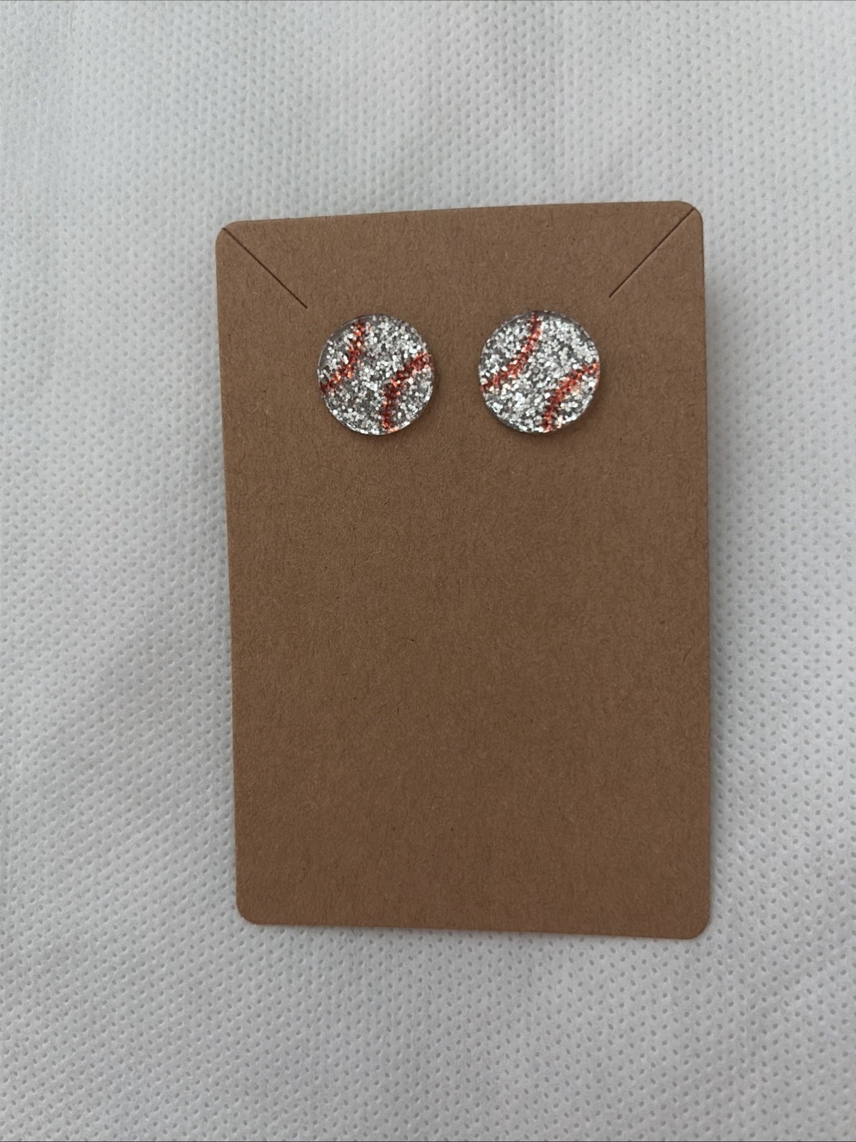 Baseball Stud Earrings White Red Resin Sports Jewelry