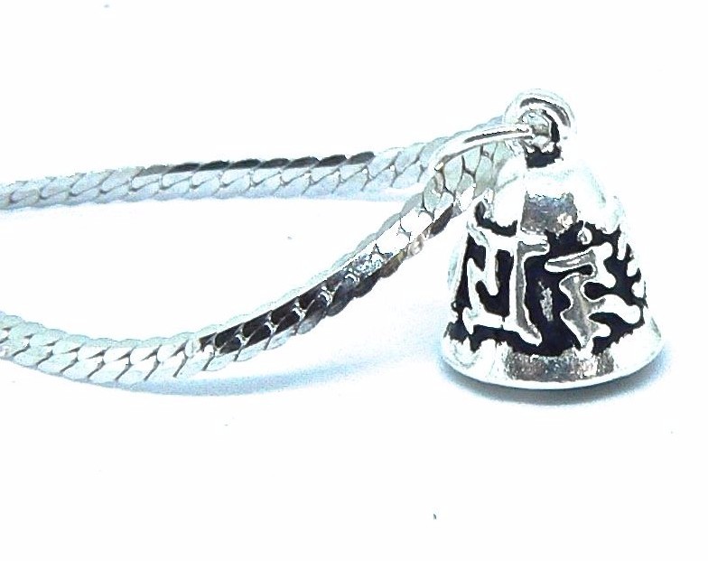 Tibetan Hand Made Silver OM Bell Pendant on Silver Chain, Yoga Zen, USA seller!
