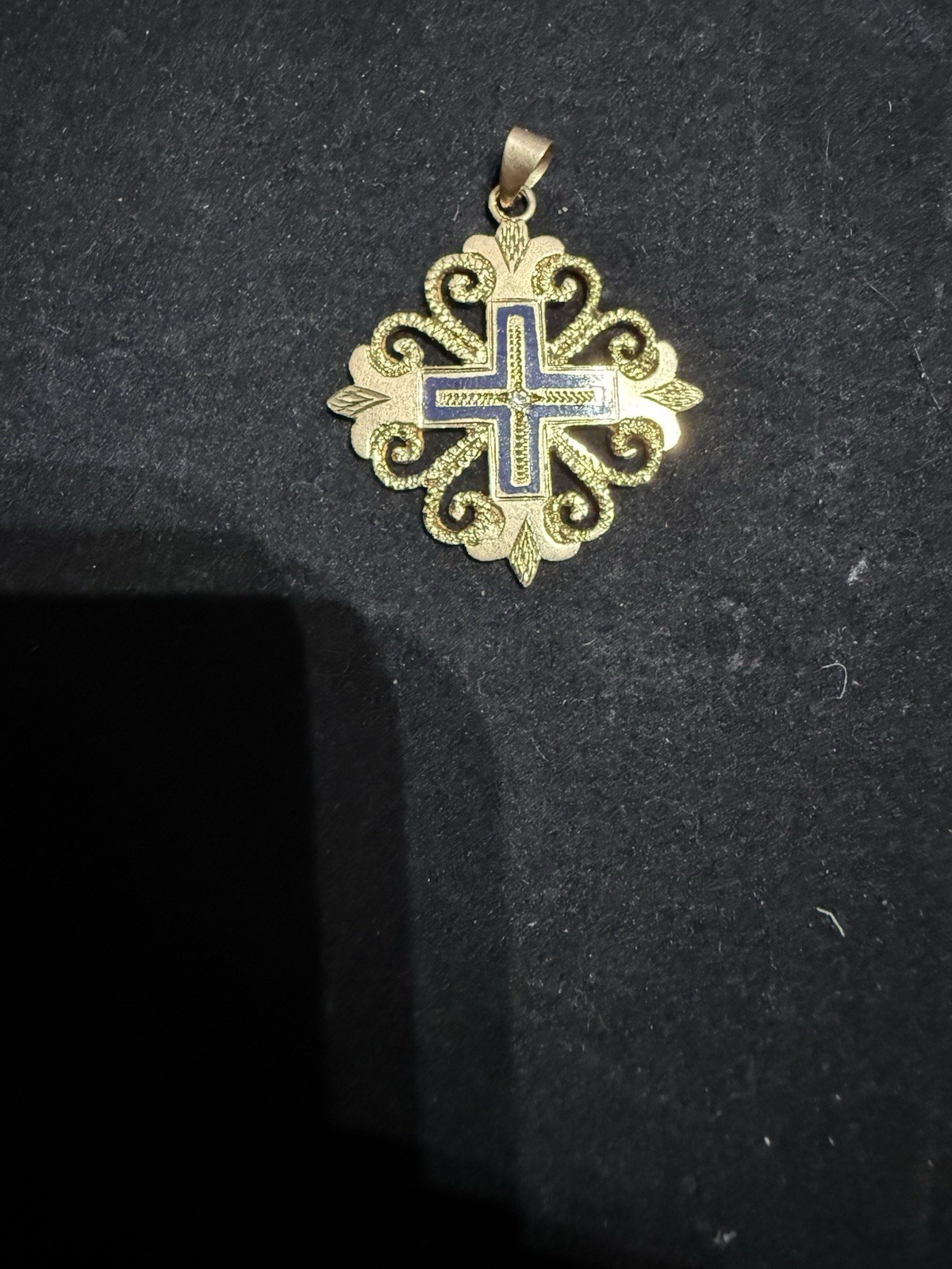 14K Gold Religious Cross Pendant Custom Made with Real Diamond 14K 4.40 Grams