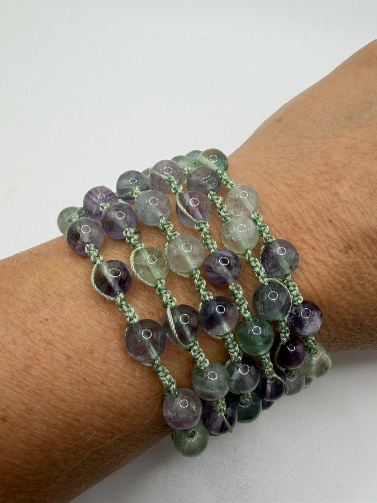 Lulu Dharma Fluorite Bead Wrap Necklace Bracelet Convertible Boho 80.36g