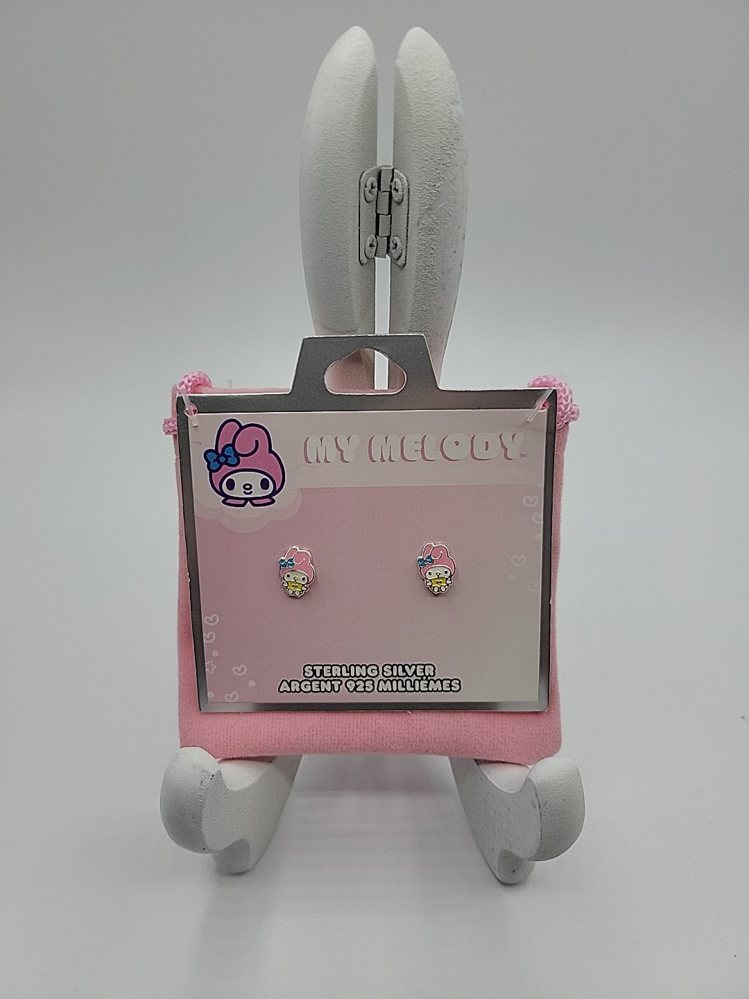 My Melody Earrings Sterling Silver Studs Hello Kitty & Friends Sanrio *NEW*