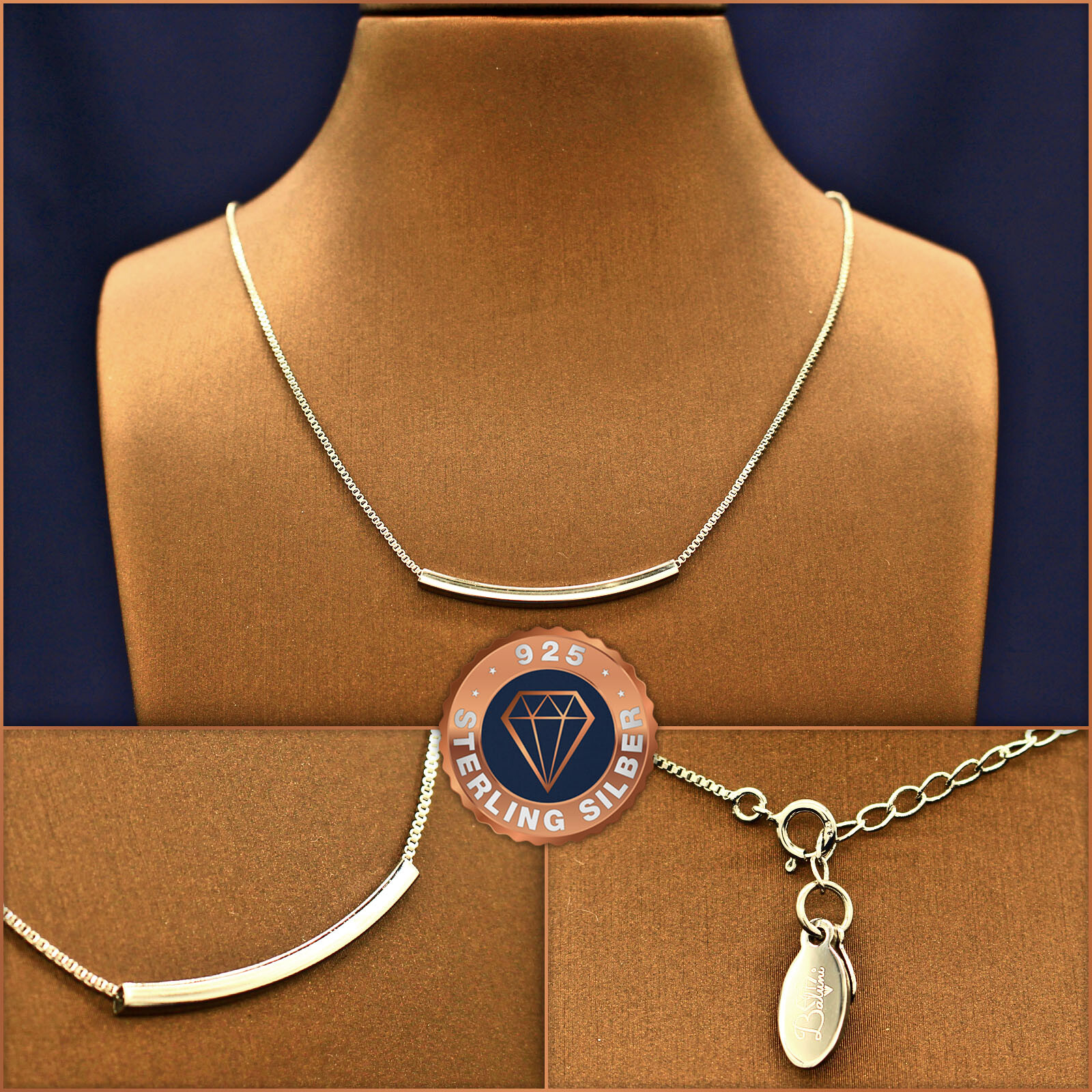 Necklace with Pendant Genuine 925 Sterling Silver, + Pouch, Gift Mothers Day