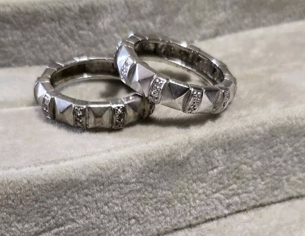 Ross Simons Sterling silver Thick Diamond Band Ring EA