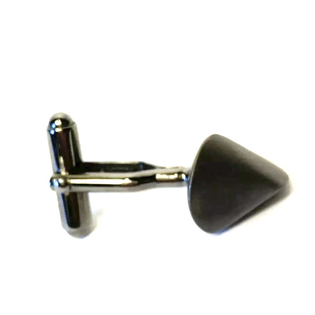 LANVIN PARIS Mens Ruthenium Plated Oval Teardrop Metal Cufflinks Gray $280