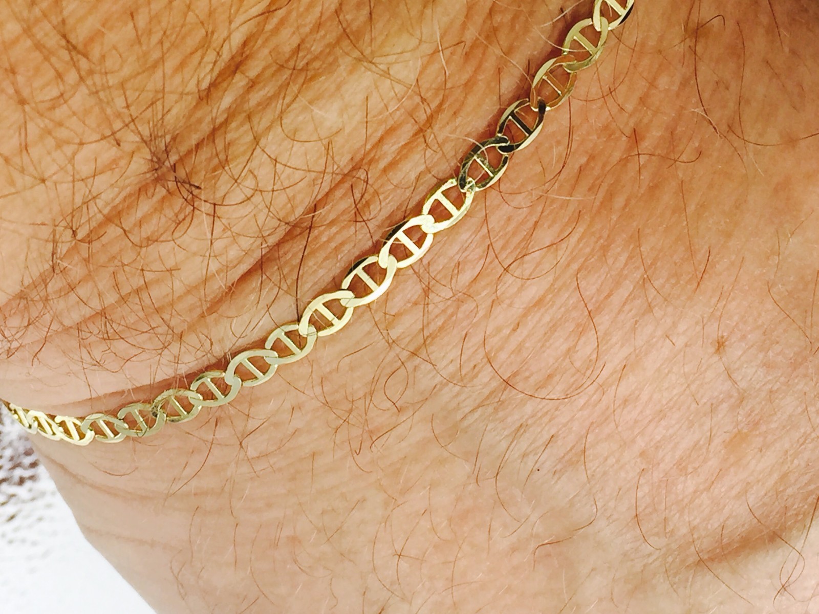 10k Yellow Gold 10″ Solid Anchor Mariner Link Anklet Chain Bracelet 3.2 mm 2Gram