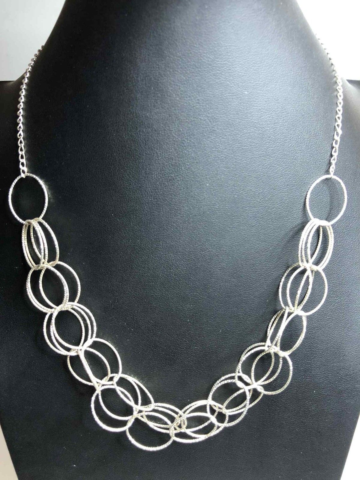 6880 Sterling signed KA 1772 925 3-strand sparkle Cut Chain Necklace 13.8g