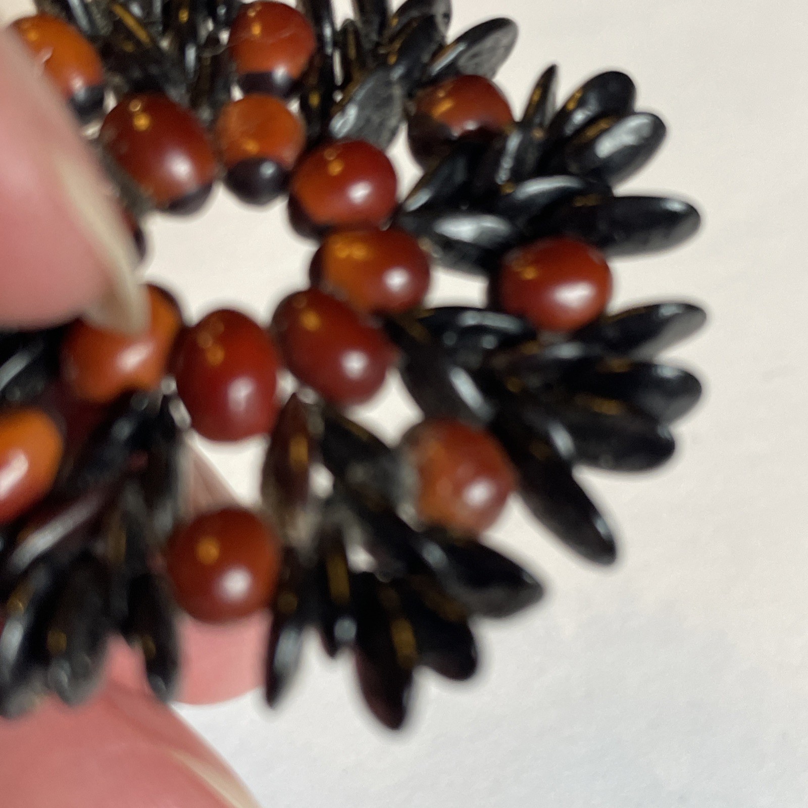 Vintage Beaded Medallion Pendant Seed Beads Decor as Pictured Maybe Apple?