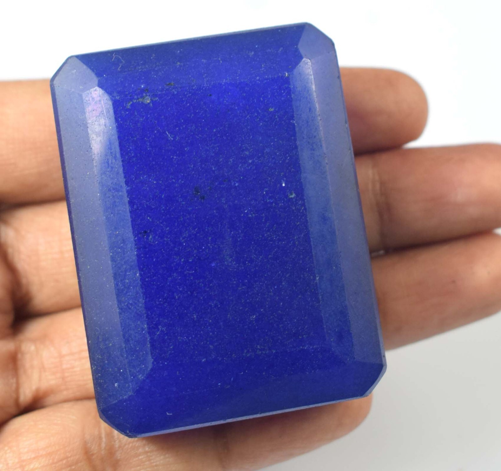 African Big Size Blue Sapphire Natural Emerald Cut Certified Gemstone KH12