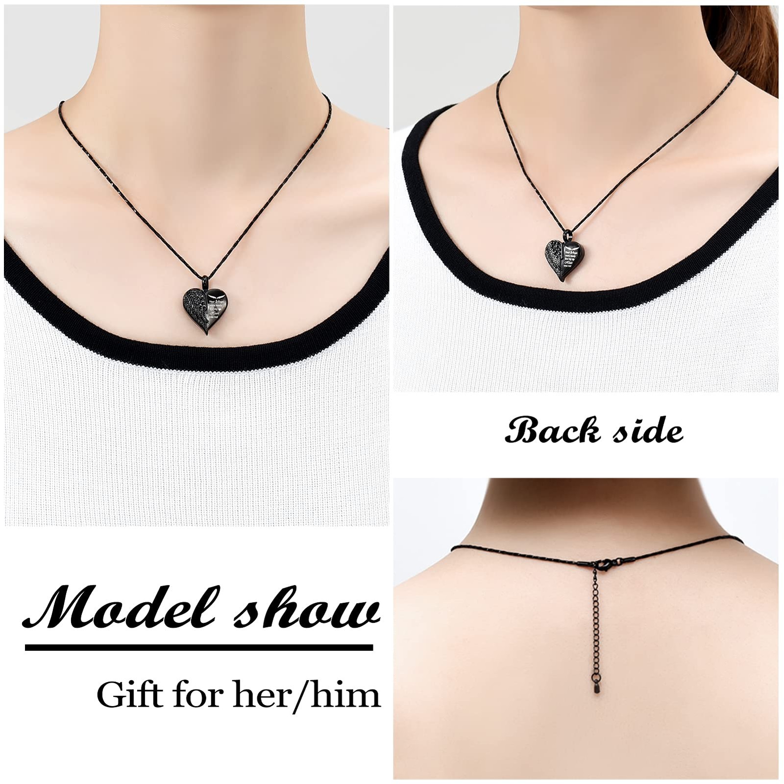 Love Heart Urn Necklace for Ashes Keepsake Memorial Cremation Jewelry Stainle…
