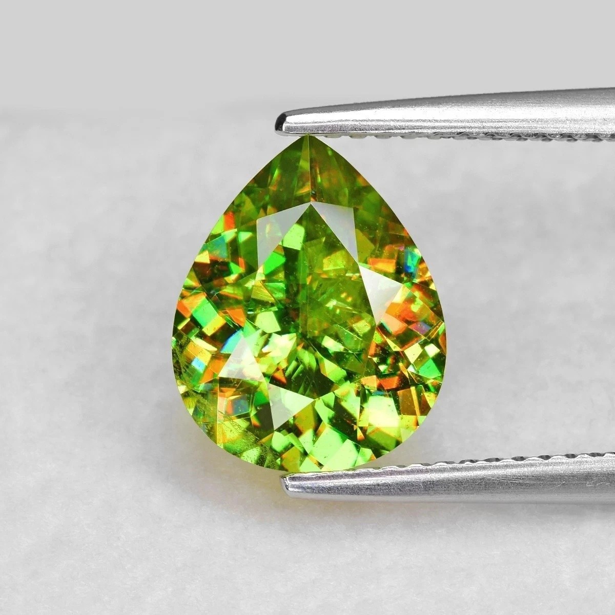 Natural Full Fire Sphene Titanite 5 Ct+ Pear Cut Certified Loose Gemstone