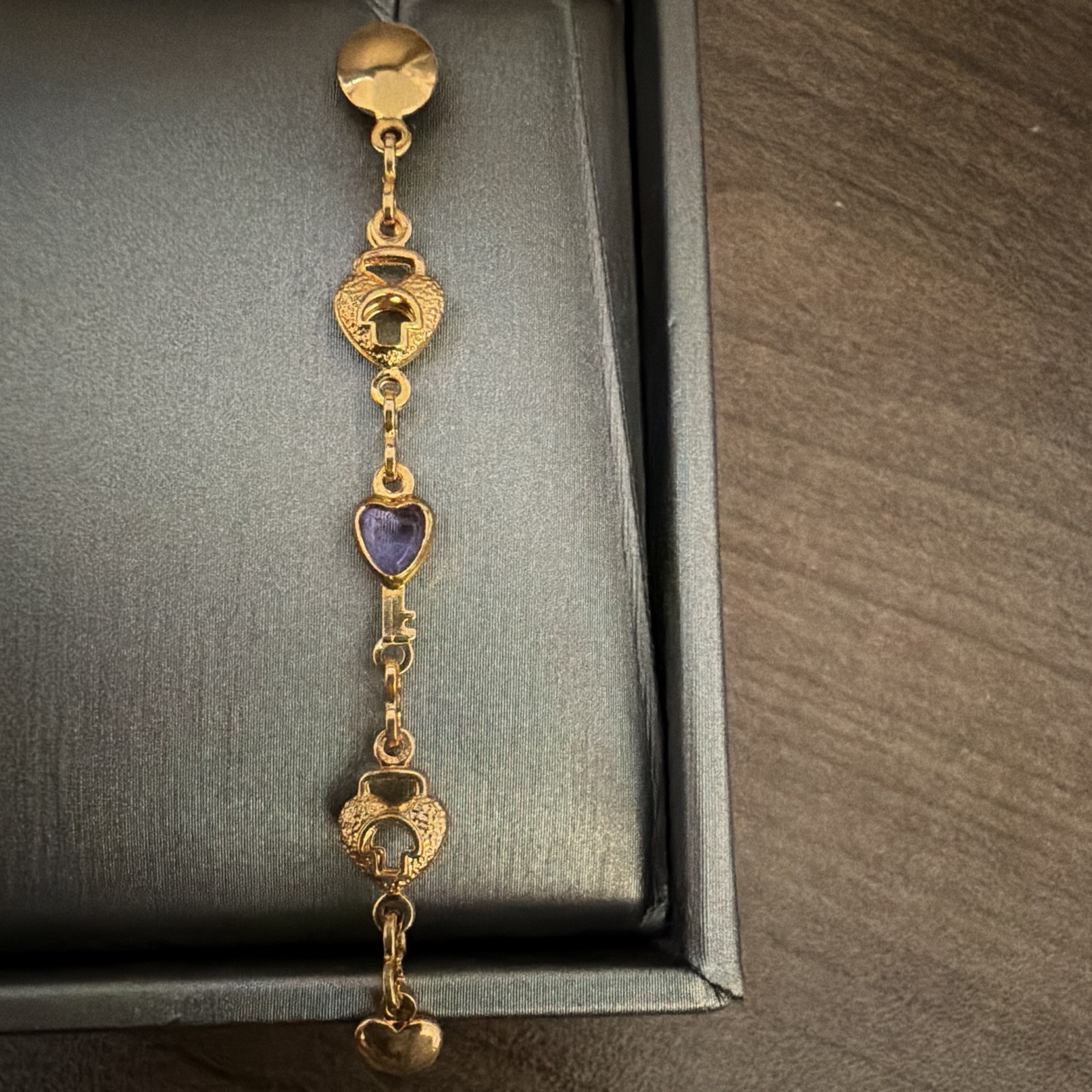 14k Yellow Gold filled Heart Key Dangle/Drop Earrings, Butterfly Back Closure