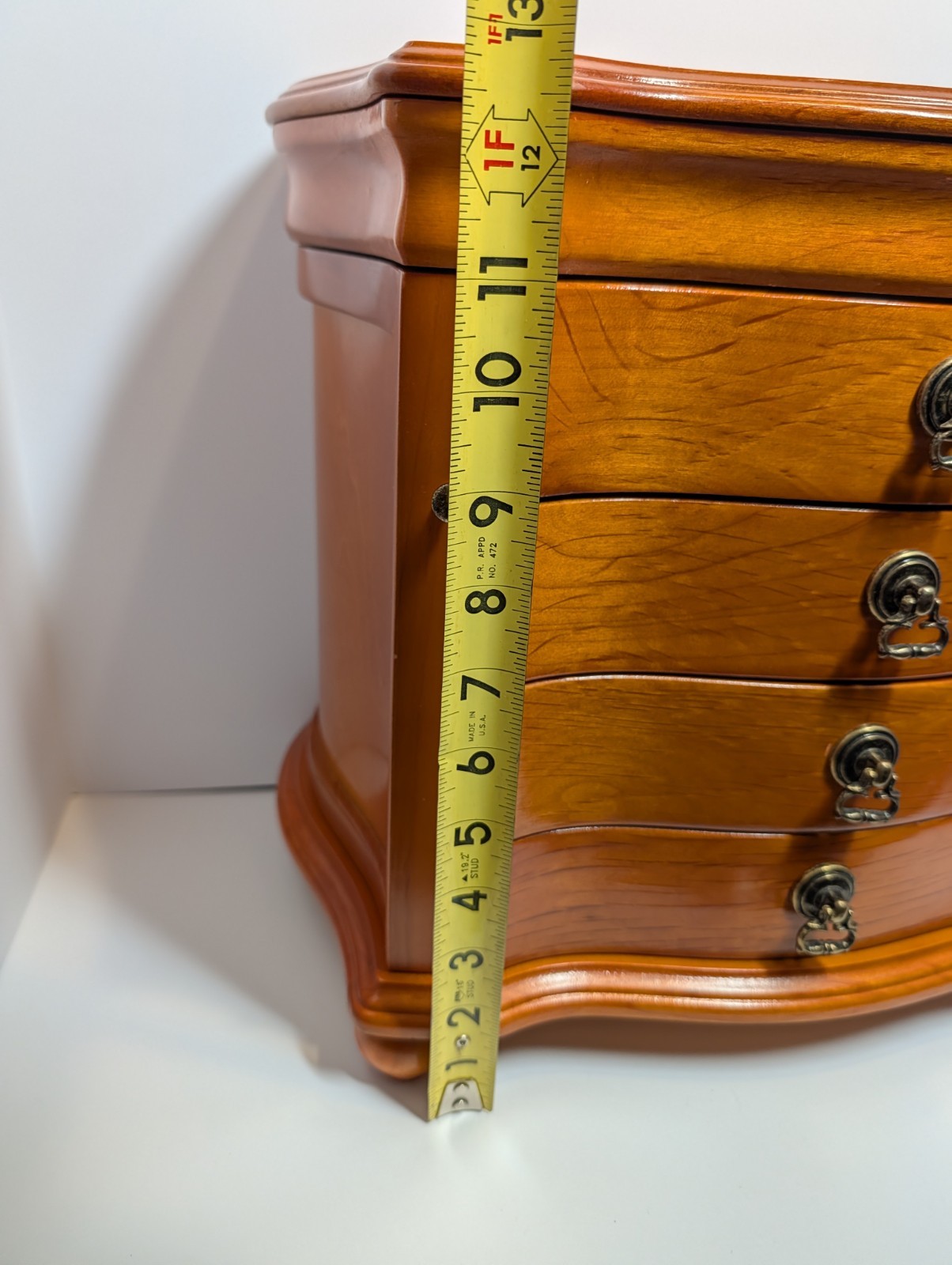 Vintage Solid Wood Jewelry Cabinet – Table Top Armoire 15.5”x13”x8.25” Nice!