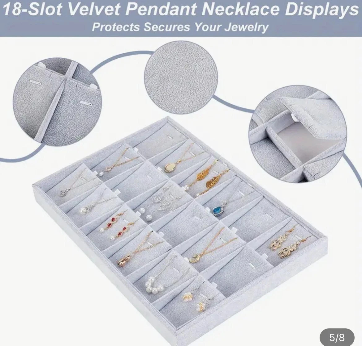 18 Grid Stackable Pendant Display Tray Velvet Jewelry Tray for showcase