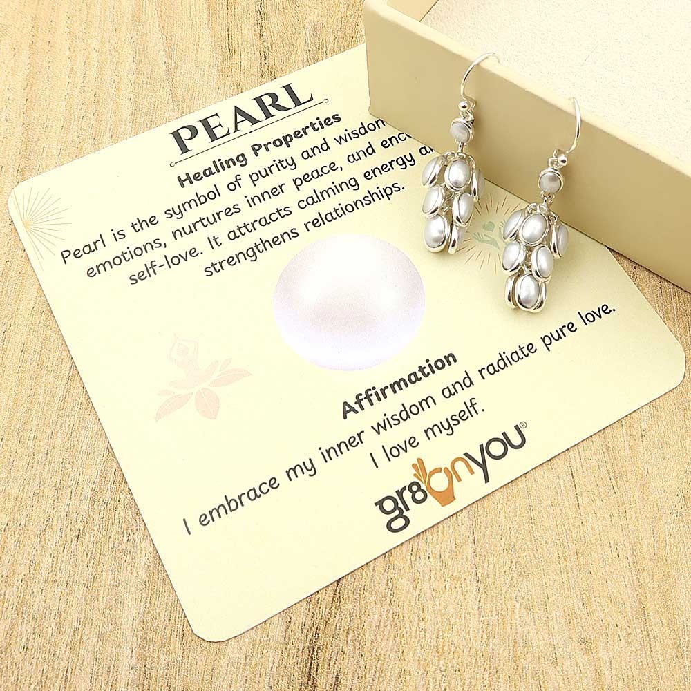 gr8onyou white pearl ladies 925 sterling silver earrings | hand details