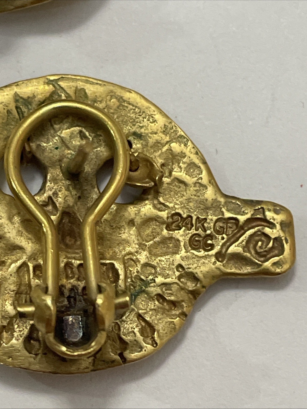 24K GP Mask Earrings Omega Back