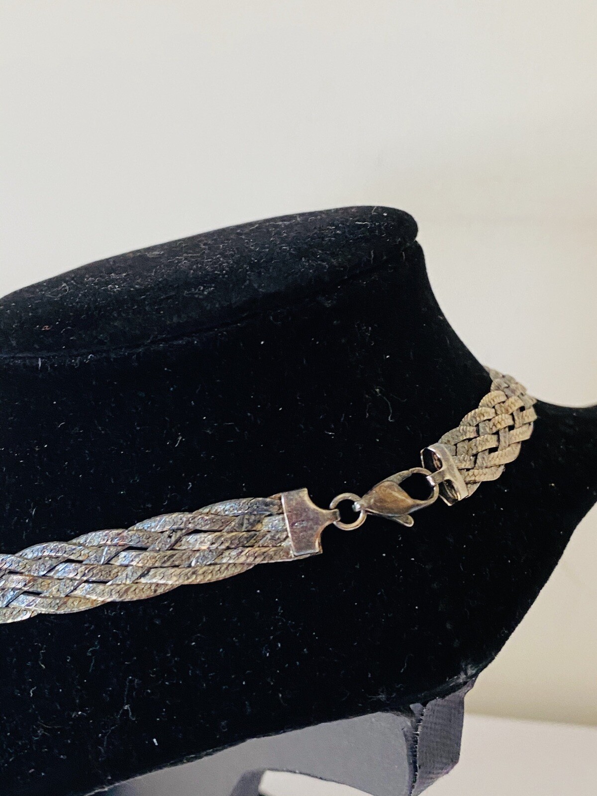 Vintage ITALY Sterling Silver 925 Herringbone Braided Chain Necklace 21-Grams