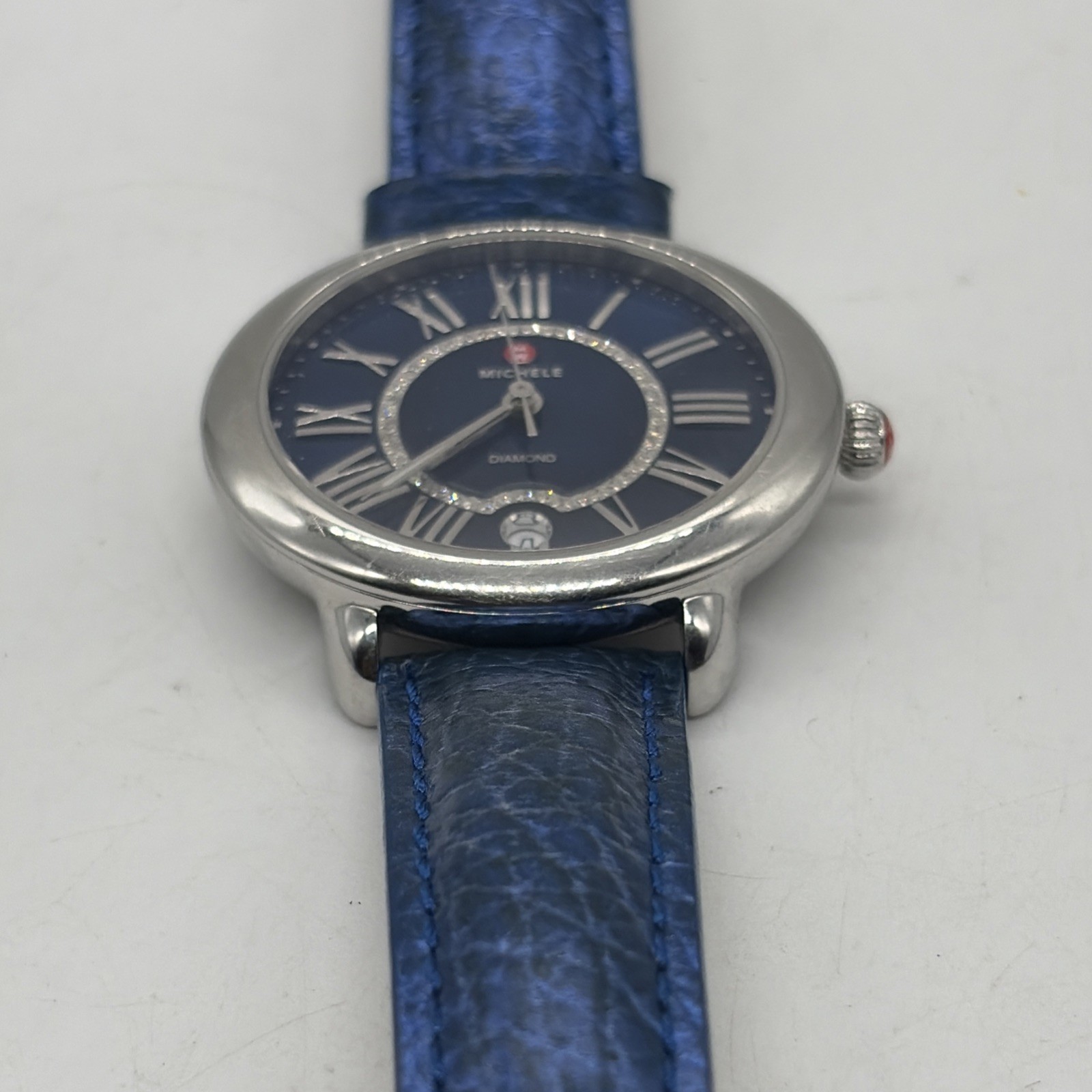 Michele Serein Diamond Watch Ocean blue Dial Genuine Leather Band MW21B00A0964