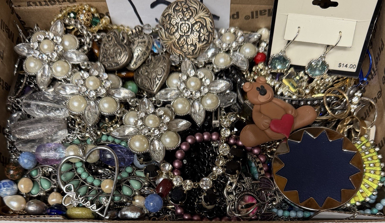 Vintage & Modern Some Signed Costume Jewelry Lot Full Small Priority Box # 132