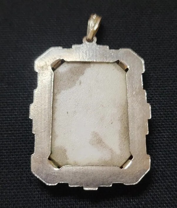 Antique Art Deco Ceramic Enamel Drop Pendant