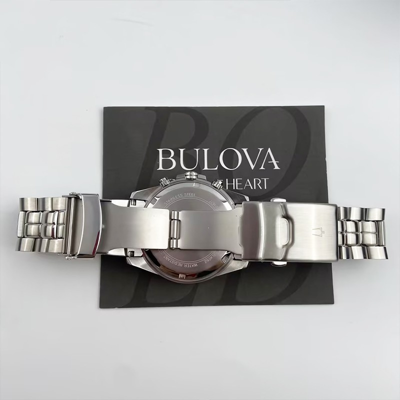 Bulova Men Classic Marine Star 98B401 Black Dial Quartz Chronograph Watch 41.5MM