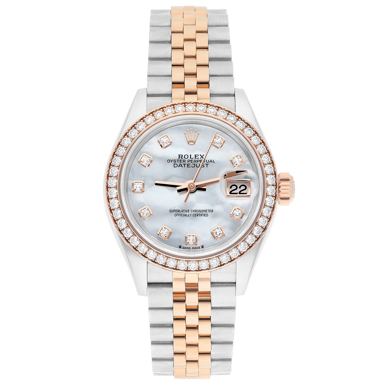 Rolex Lady-Datejust 279381RBR-0013 28 MM Diamond Bezel White Mother of Pearl …