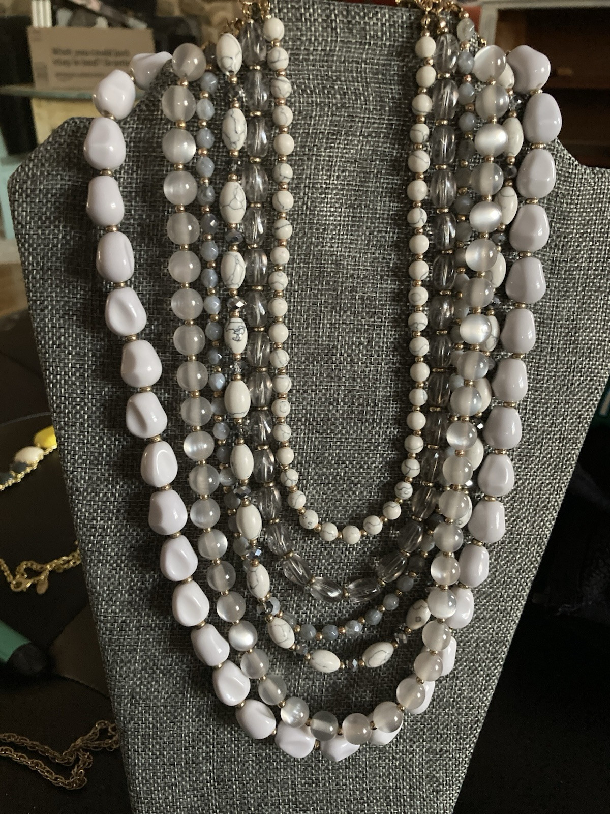 3 Charming Charlie Necklaces Yellow/Gray/White, Black/Gray, White Fashion Jewels