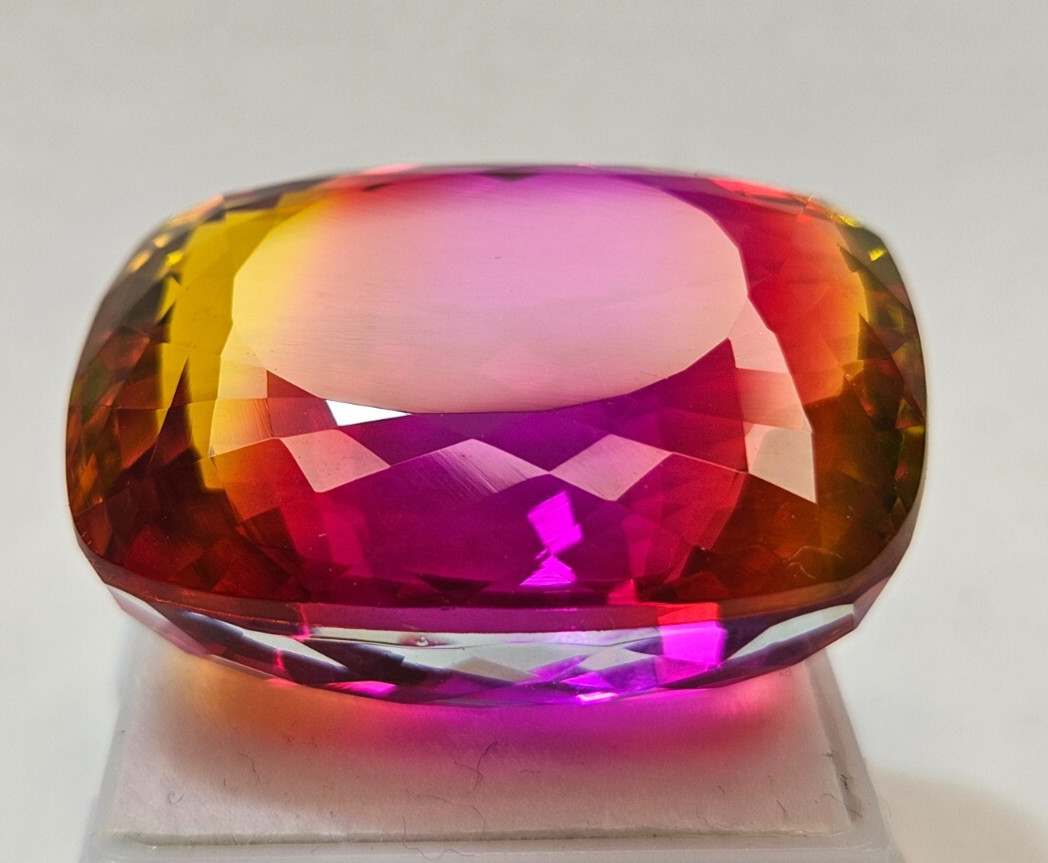 Natural Bi-Colour Ametrine Cushion Cut CERTIFIED 88+ Ct Loose Gemstone