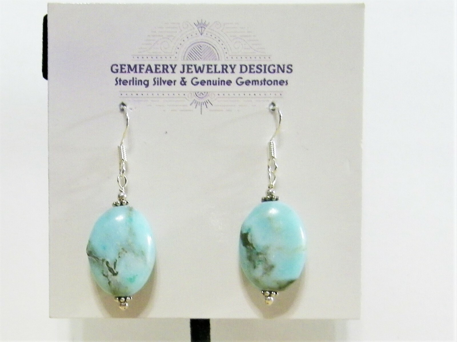 Sterling Silver Blue CHRYSOPRASE Gemstone Dangle Earrings #1226…Handmade USA