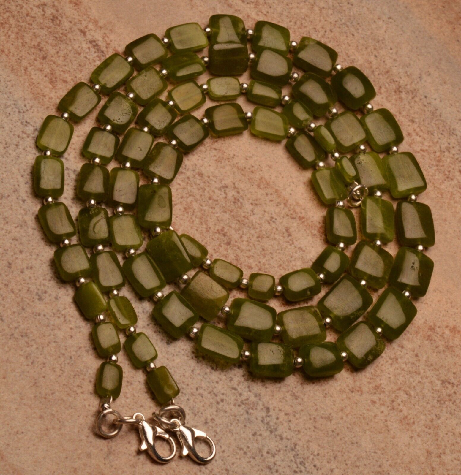 Natural Gem Vesuvianite 6 to 10 mm Size Smooth Nugget Beads Necklace 15″