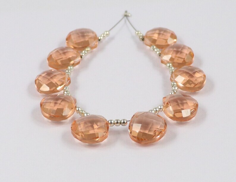 10 Pcs Hydro Moganite Peach Quartz Briolette Beads Heart Faceted Jewelry Making