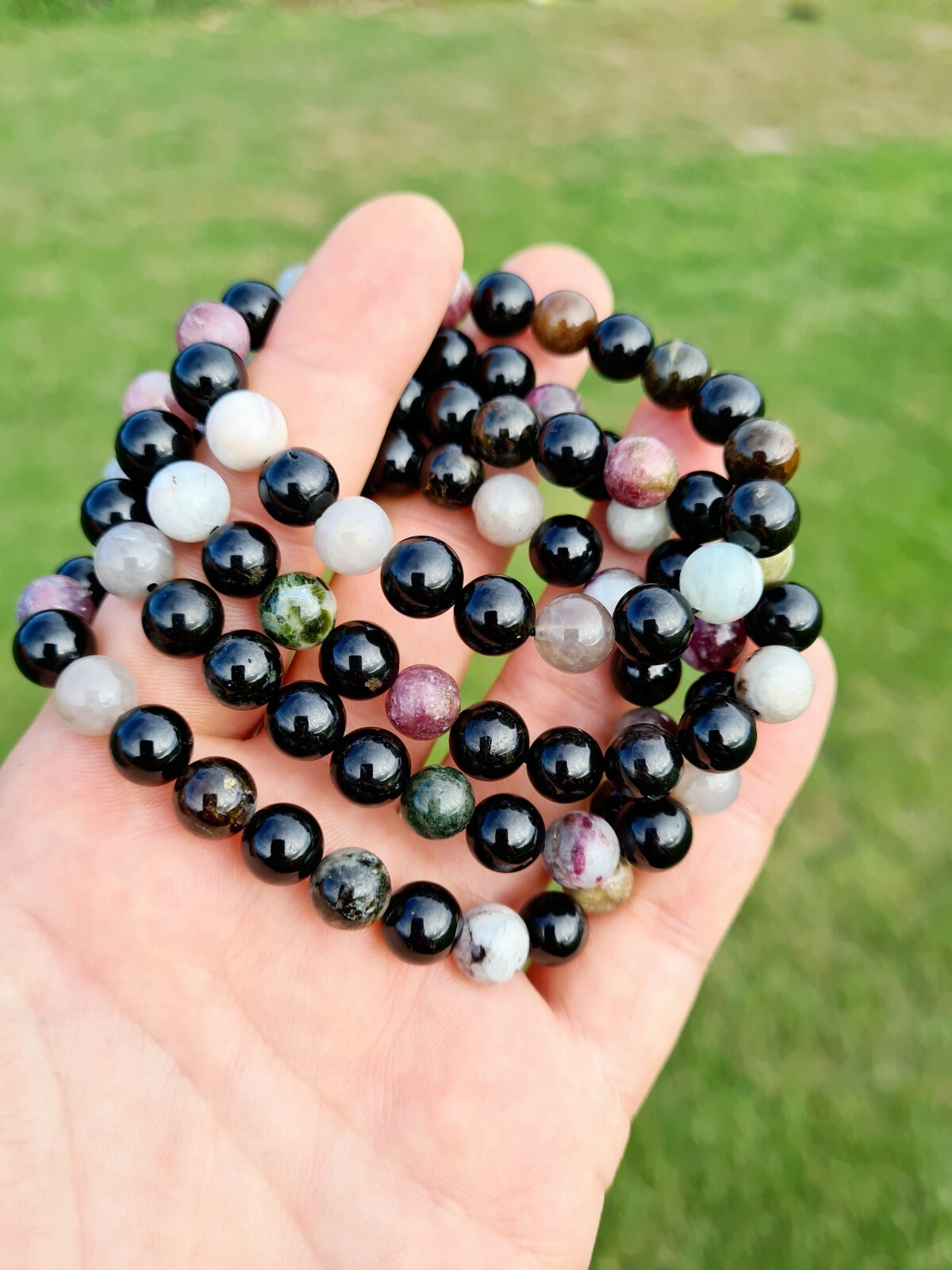 Tourmaline Powerful Healing Bracelet with Black & multicolour Tourmaline:…