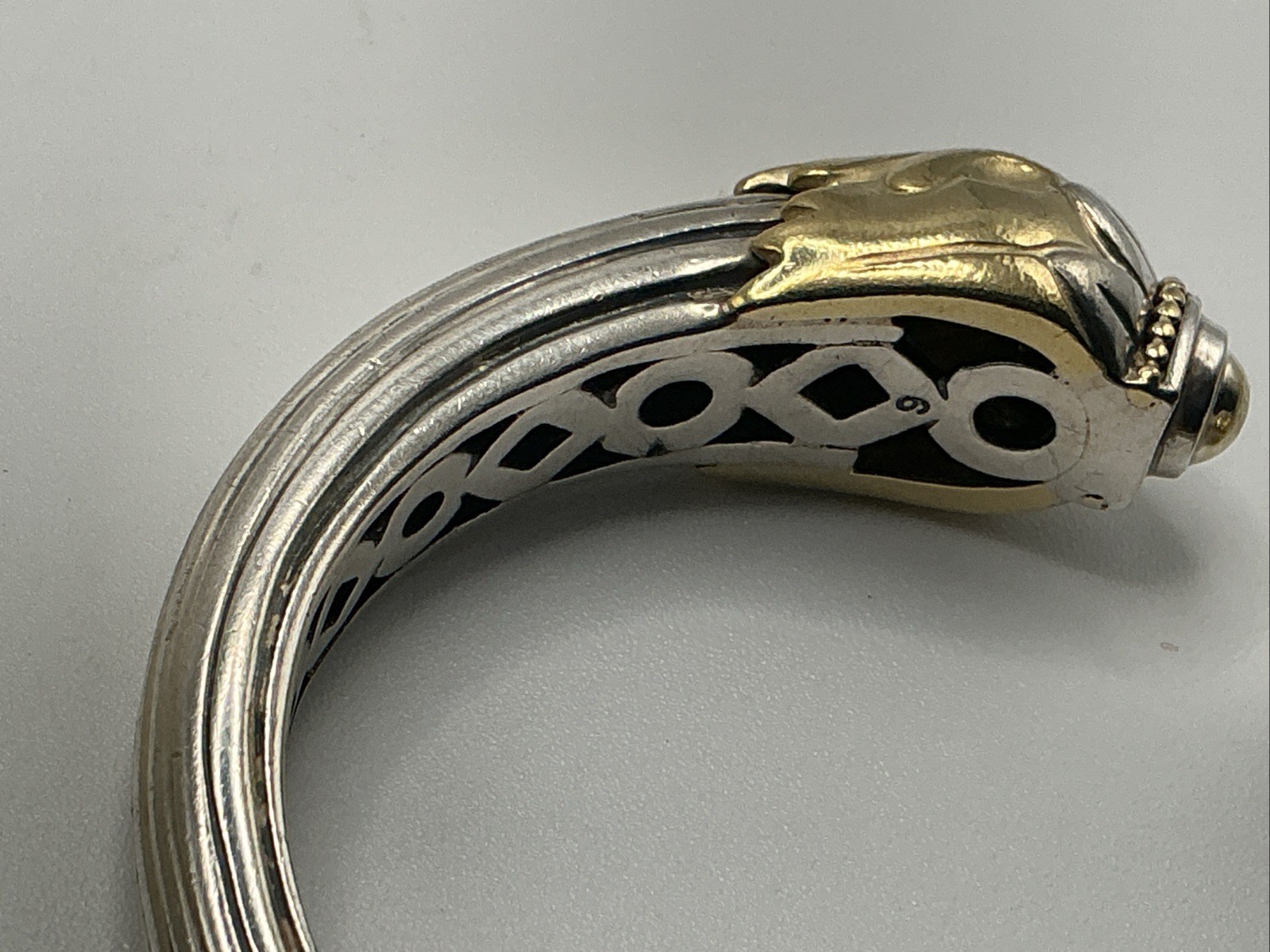 LAGOS CAVIAR Sterling Silver And 18K Gold Hinged Cuff Bracelet 750 And 925