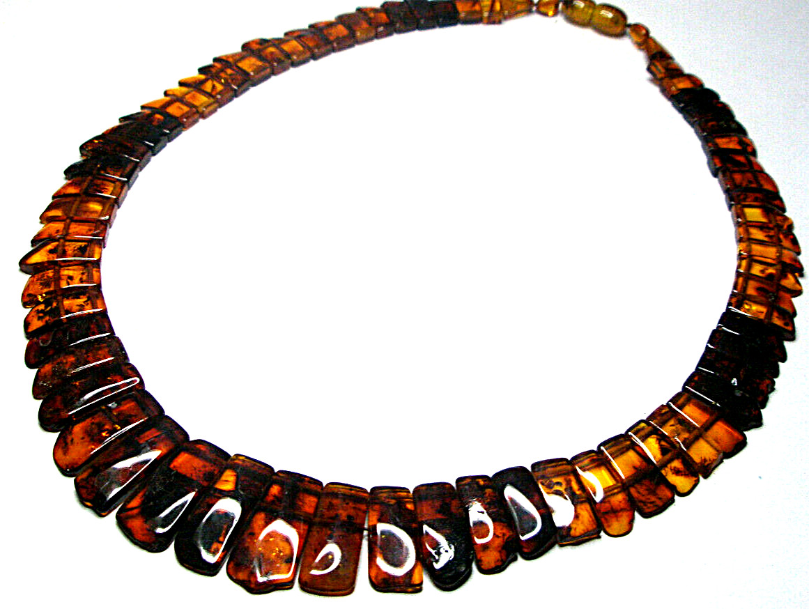 Genuine Baltic Amber Elegant Chic Necklace, Cognac Mix color 45 cm 17.7”, Gift