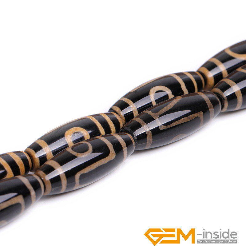 10x30mm Natural Dzi Buddha Tibetan Agate Olivary Rice Jewellery Making Beads 15″