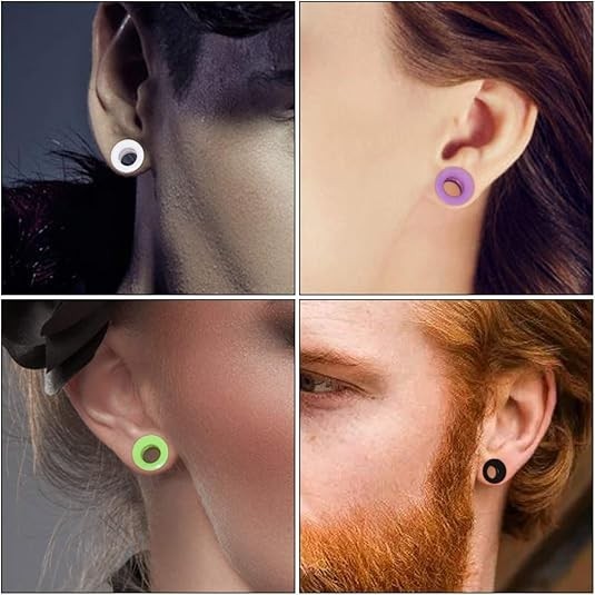 20PCS Random Silicone Ear Plugs Gauges Tunnels Expander Body Piercing Kit 8g-1″