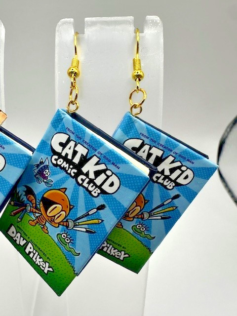 Mini Books Dangle Earrings Featuring ZURU Mini Books Cat Kid Comic Club