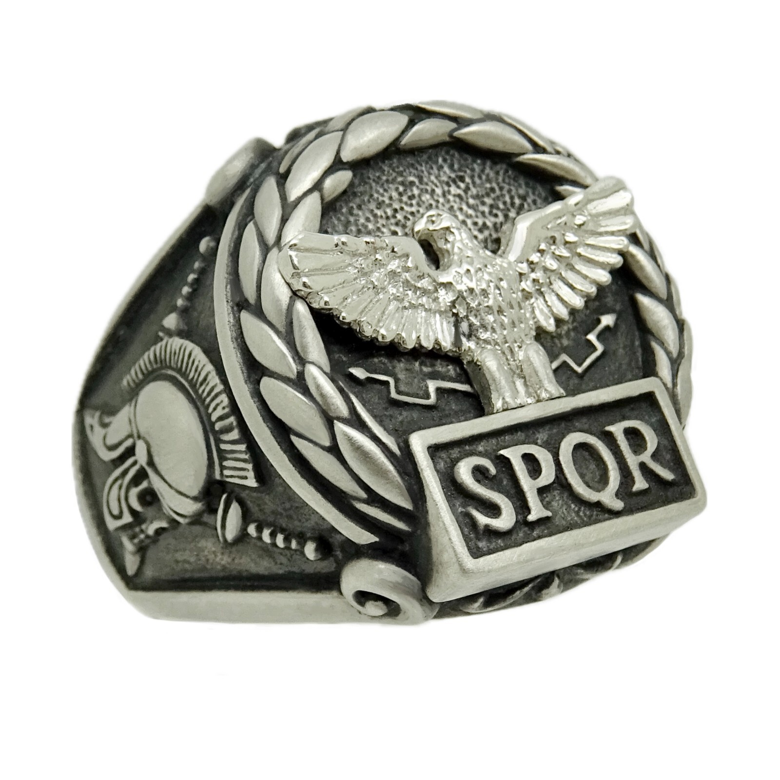 Roman Eagle SPQR Sterling Silver 925 Men’s Ring Skull Rome Legion Biker Handmade