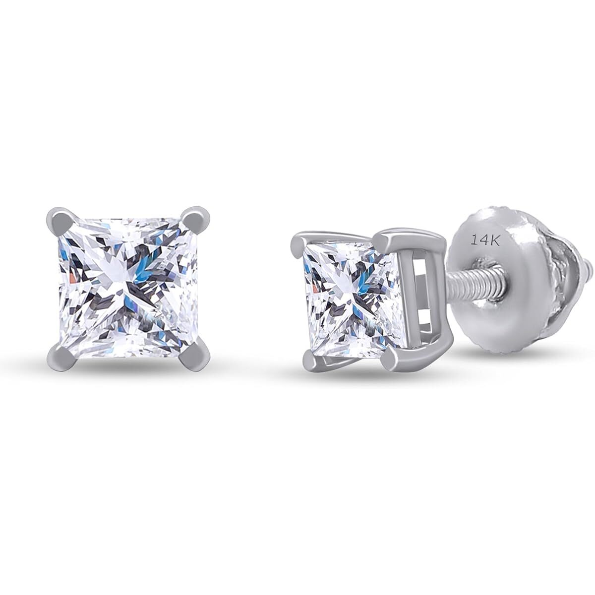 0.50 Ct to 1.00 Ct Solitaire Stud Earrings Lab Grown Diamond 14K White Gold
