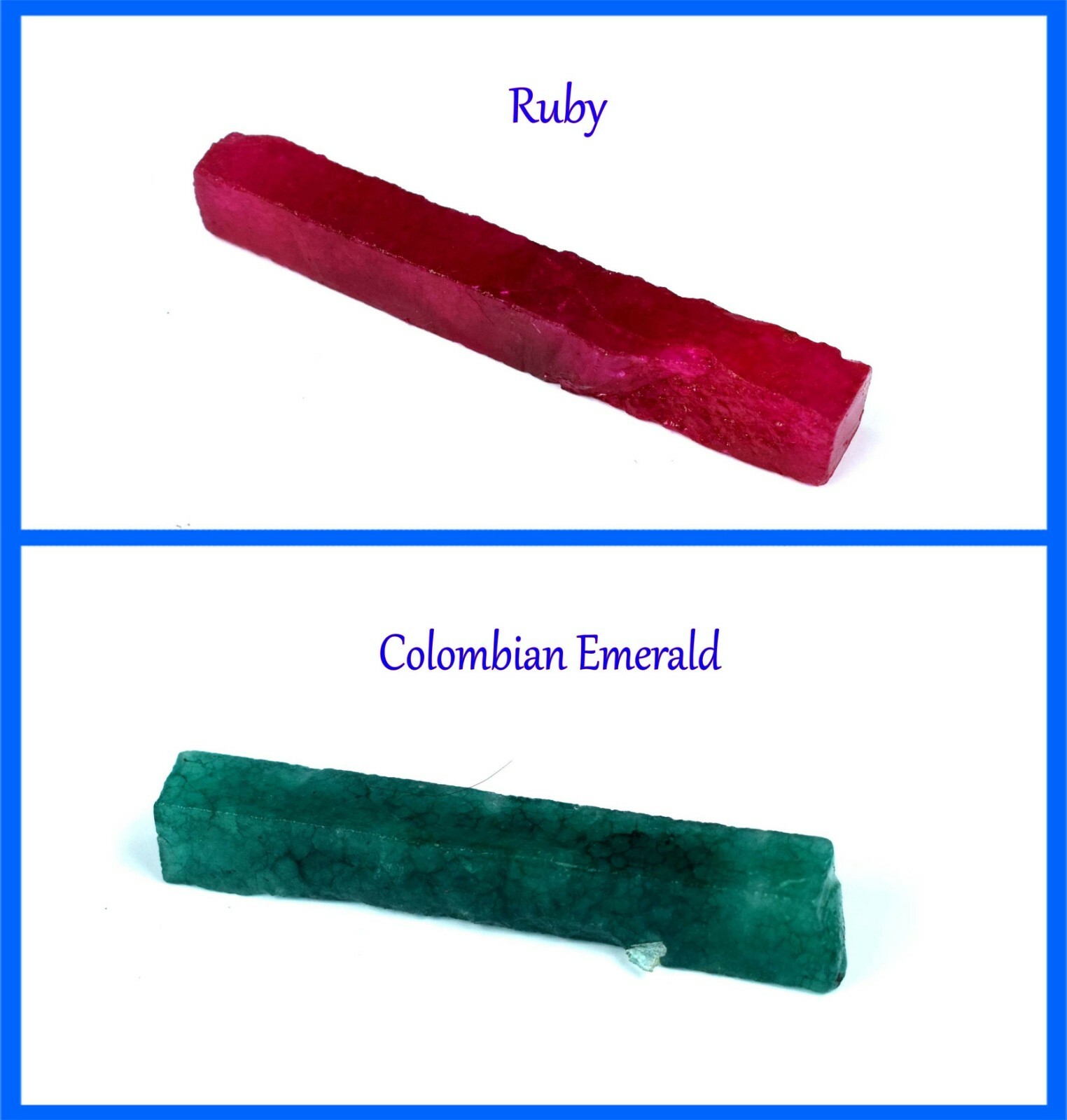Natural 120 Ct Ruby & Colombian Emerald Gemstone Slice Rough Pair GH116