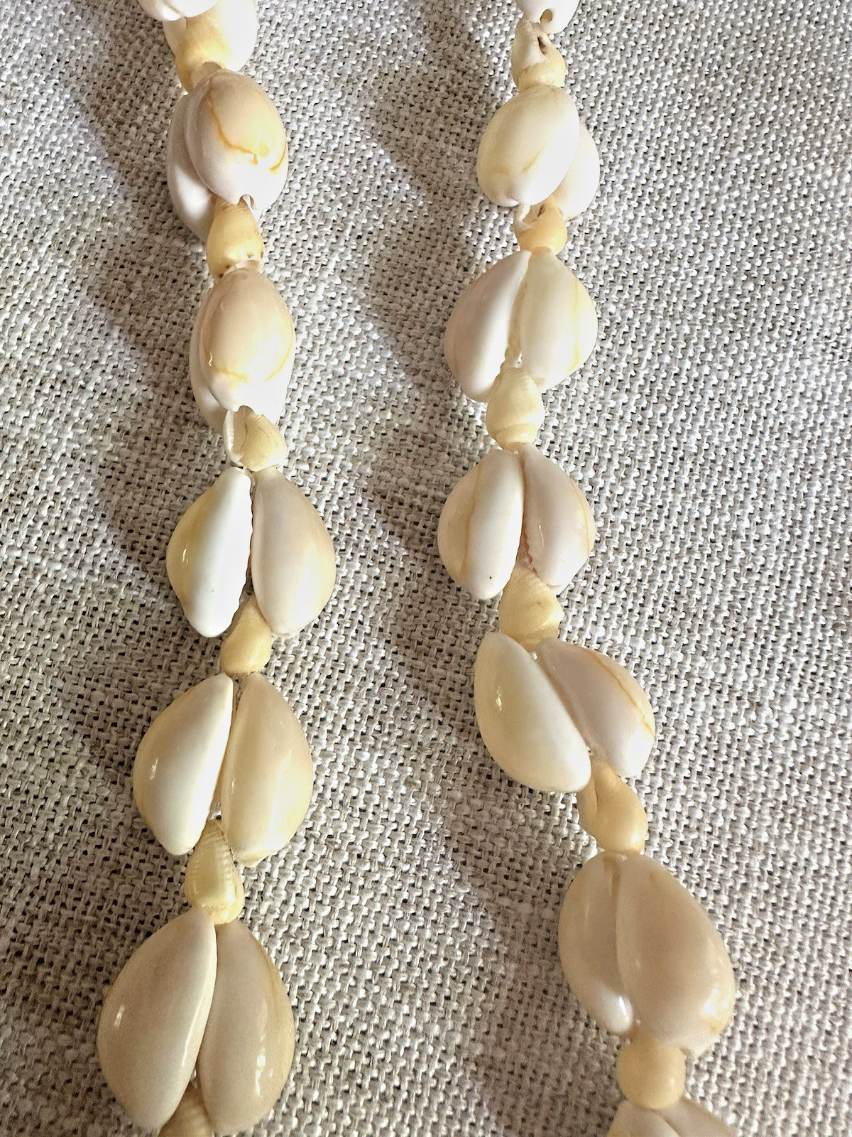 Vintage Lot Of 2 Necklaces Cowrie Conch Shell Hawaiian Tropical Chunky Long Lei