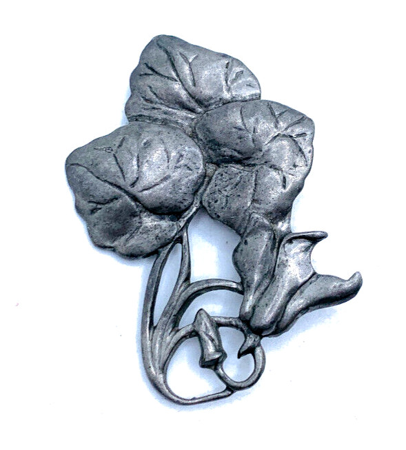 Vtg Seagull Pewter Canada 1988 Signed Pewter Art Nouveau Style Brooch