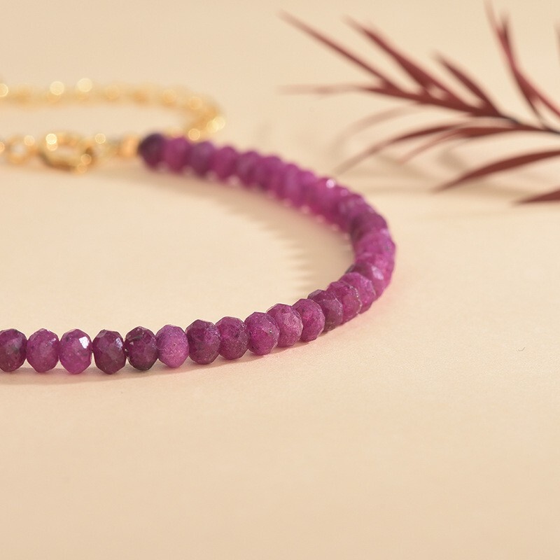Natural Pink Tourmaline Stone Dainty Bracelet Rubellite Gemstone Bracelet