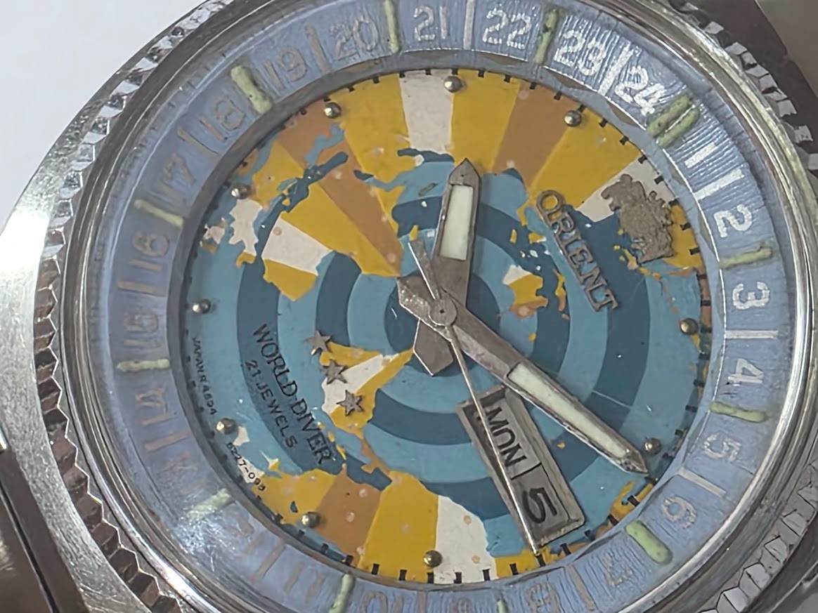 Orient Automatico World Map Diver VINTAGE Antigo 1970 Japan Raro