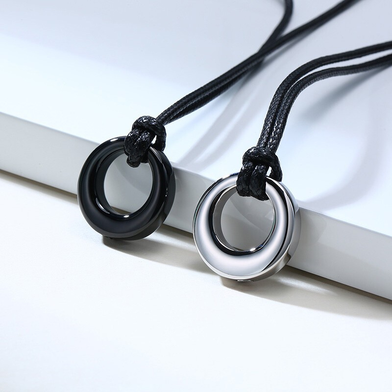 New Wax Rope Women Necklace Ash Urn Circle Charm Pendant Cremation Classic Gift