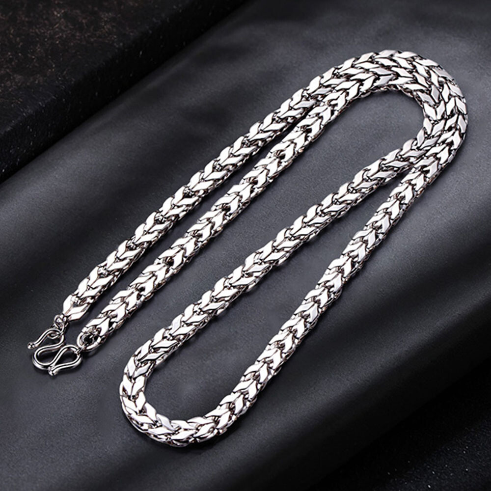 PT950 Pure Platinum 950 Chain 3.5mm Unique Wheat Link Necklace 26-27g 23.6inch