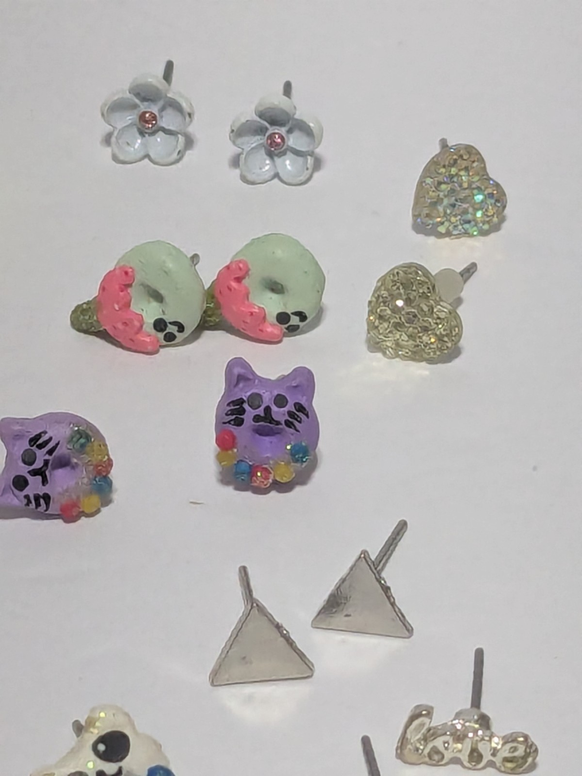 Variety Lot Of Small Stud Earrings. 18 Pairs. Little Girl Themed. Whimsical.