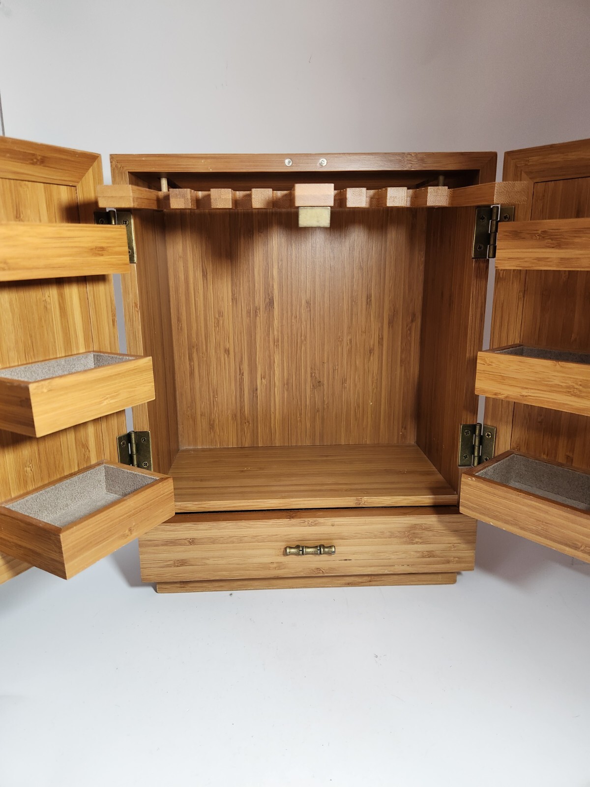 14″ Red Envelope Jewelry Armoire Cabinet Dresser Storage Light Wood Bamboo