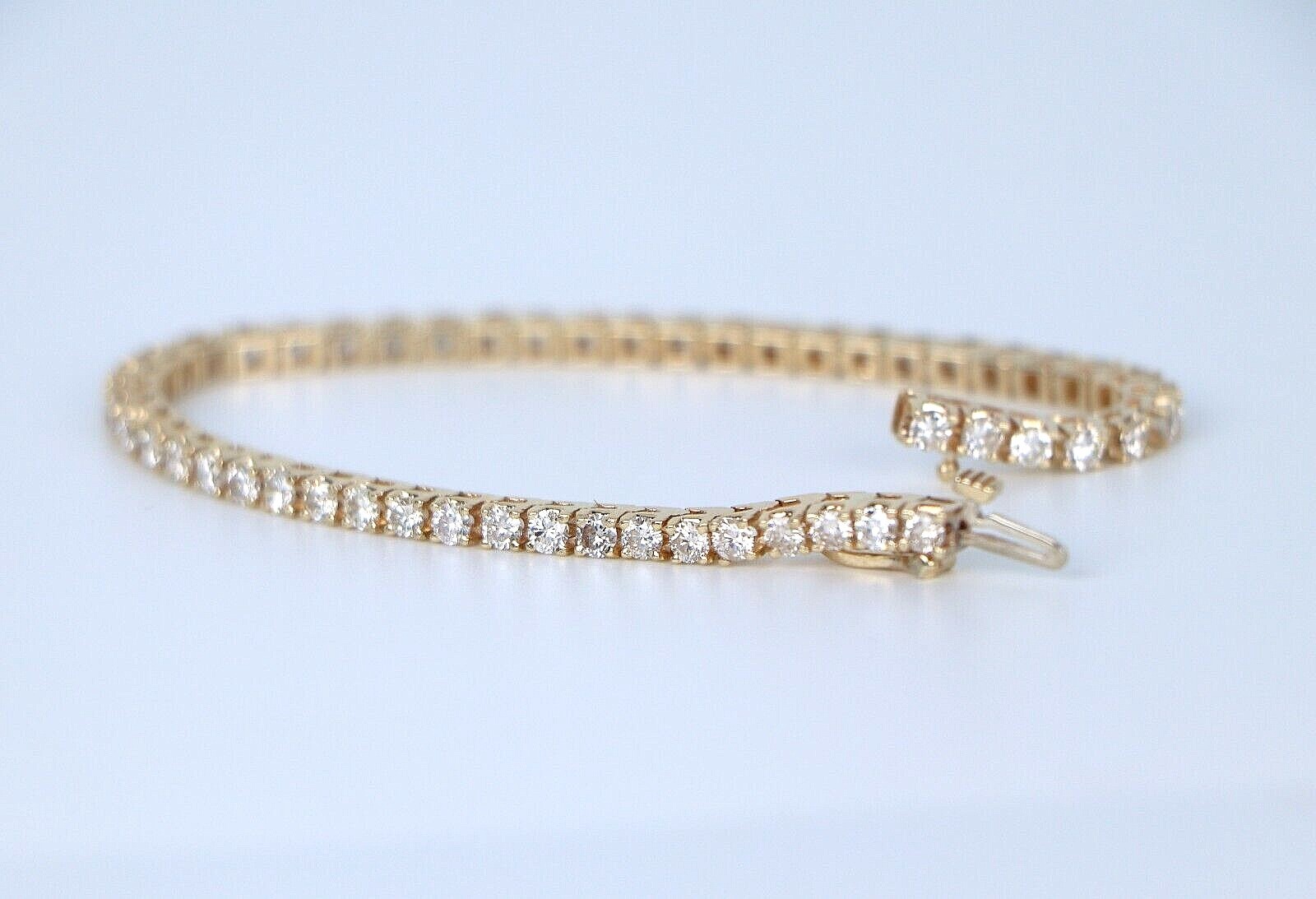 6.60Ct Round Cut GDGL Certified Natural Diamond Tennis Bracelet 18K Yellow Gold